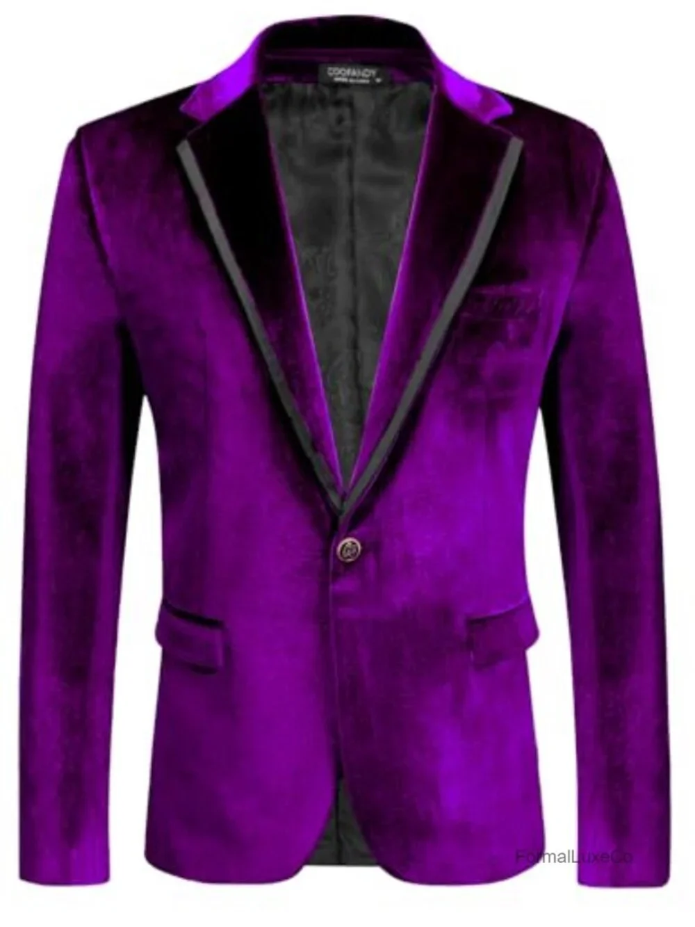 Men's Velvet Blazer One Button Tuxedo Jacket Slim Fit Satin Trim Wedding Prom